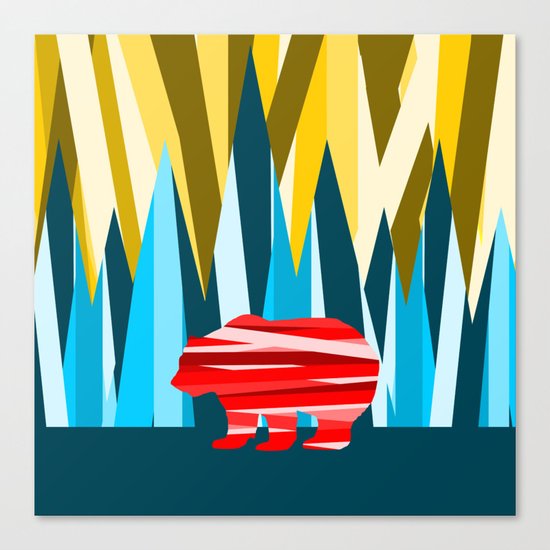 Abstract lines Bear Canvas Print