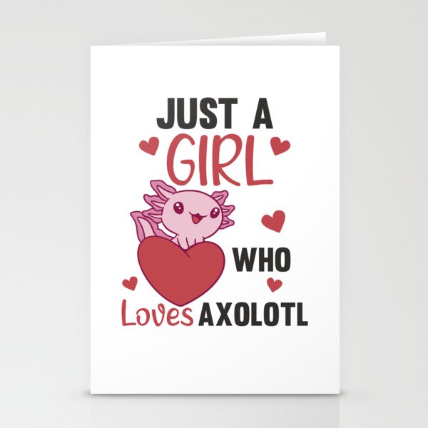 Axolotl Lovers Sweet Animals For Girls Pink Stationery Cards