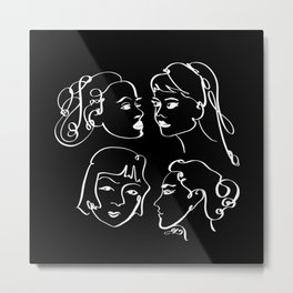 Faces Black and White Metal Print