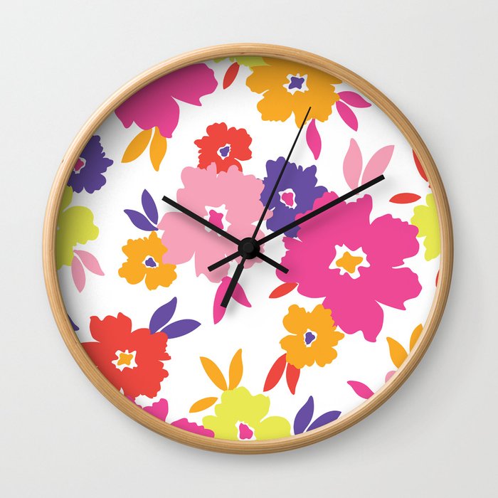Large Colorful Florals Wall Clock
