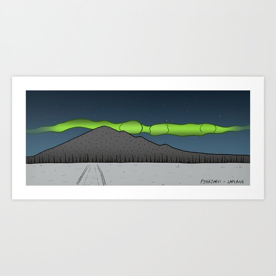 Pyhajarvi - Finnish Lapland - NIGHT Art Print