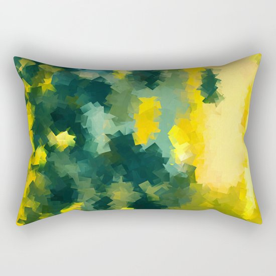 Squares Pattern #Yellow #Green #Mint #2 Rectangular Pillow