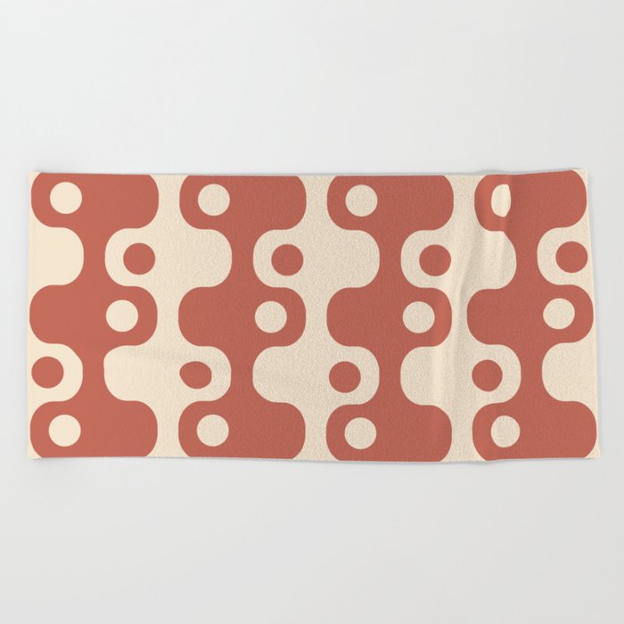 Retro Mid Century Modern Space Age Pattern 861 Brown and Beige Beach Towel