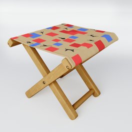 Dancing like Piet Mondrian - Composition in Color A. Composition with Red, and Blue on the gold background Folding Stool