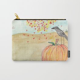 Crow on Autumn Pumpkin Carry-All Pouch