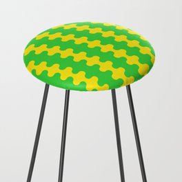 Vivid Ogee A-Go-Go Retro Pop Pattern Neon Green and Yellow Counter Stool