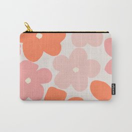 Groovy Daisy Flowers in Pastel Pink and Orange Hues Carry-All Pouch