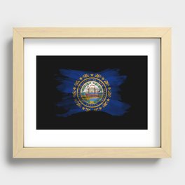 New Hampshire state flag brush stroke, New Hampshire flag background Recessed Framed Print