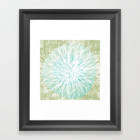 Doodle Flowers in Mint by Friztin Framed Art Print