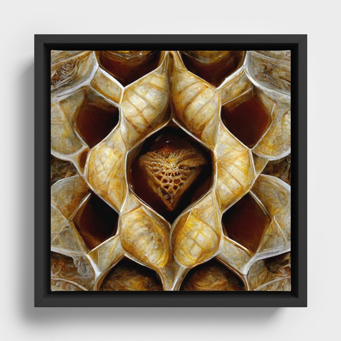 Maple Honey Heart Pattern Framed Canvas