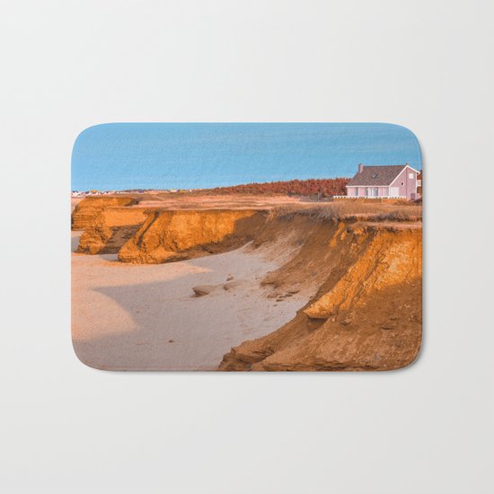 Thunder Cove Beach Cliffs - Golden Pastel Hour Bath Mat