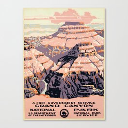 Grand Canyon National Park US Department of the Interior Vintage Tourism Poster Canvas Print