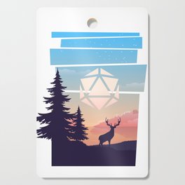 Forest Sunset Deer Mountain Polyhedral D20 Dice Sun Tabletop RPG Landscape Cutting Board