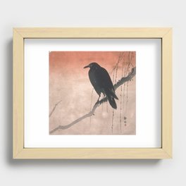 Crow on a Willow Branch - Okuhara Seiko Recessed Framed Print