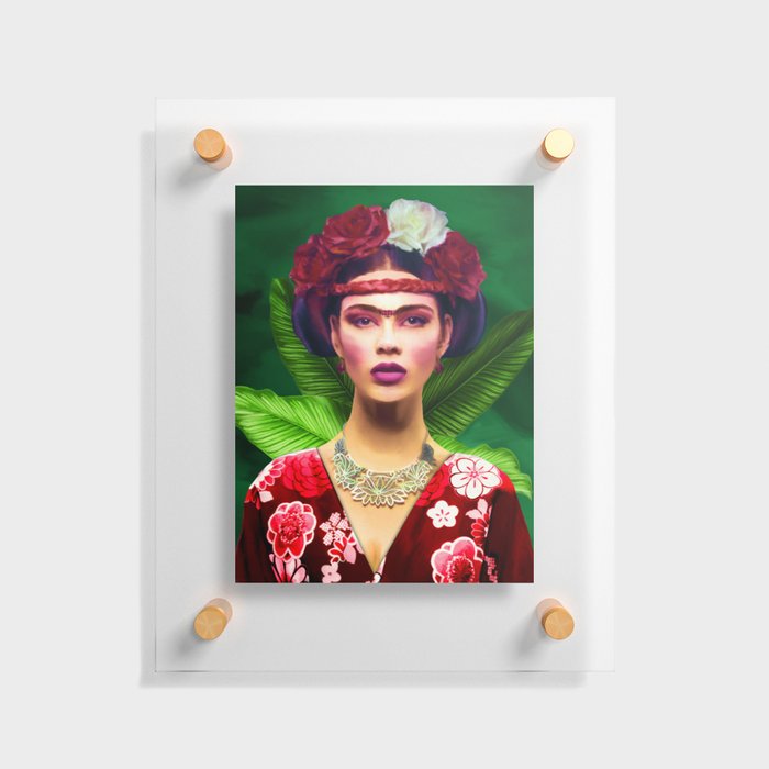 Classic digital oil painting of Asian women with traditional clothing and flowers in her hair Floating Acrylic Print