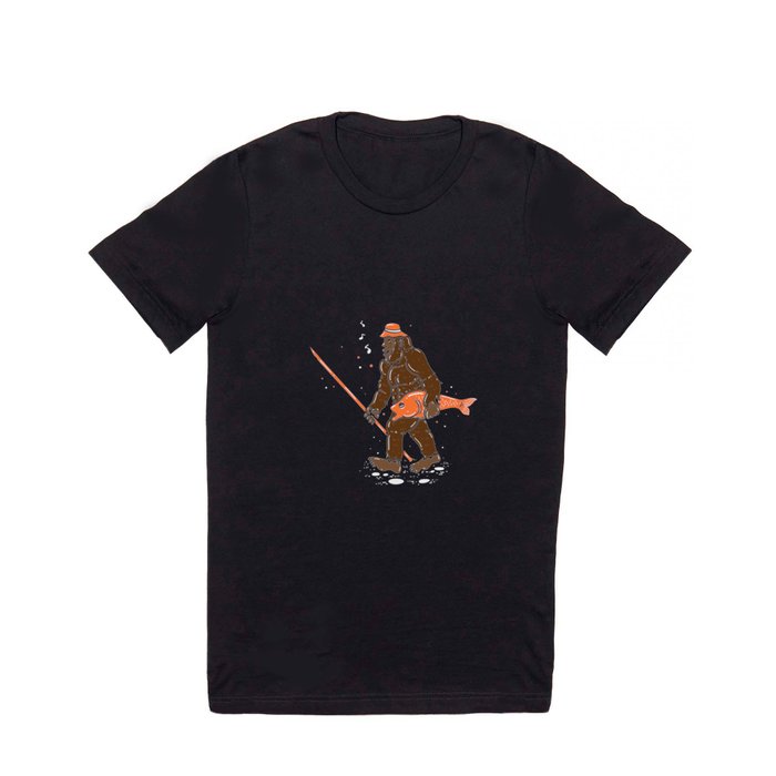 Fishing & Yeti Design: Bigfoot Carrying Fish T Shirt