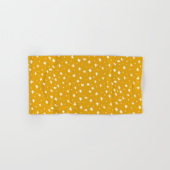 Stars and dots - yellow ochre Hand & Bath Towel