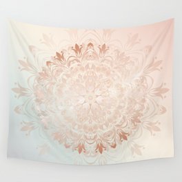 Rose Gold Blush Mint | Floral Mandala Wall Tapestry