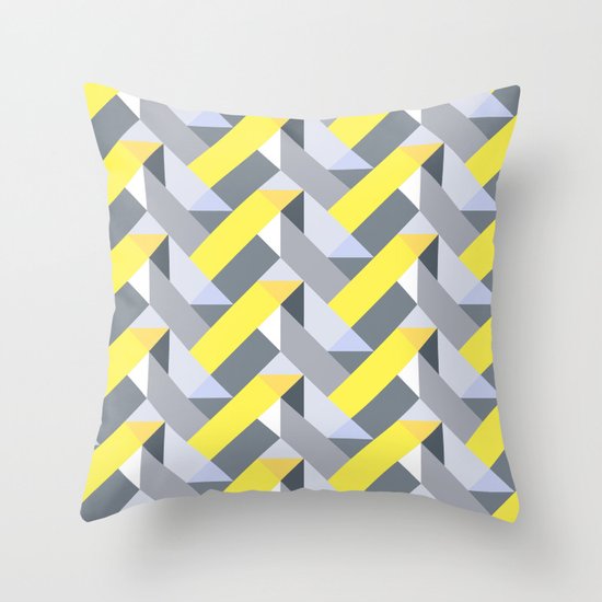 Herringbone geometric yellow Throw Pillow