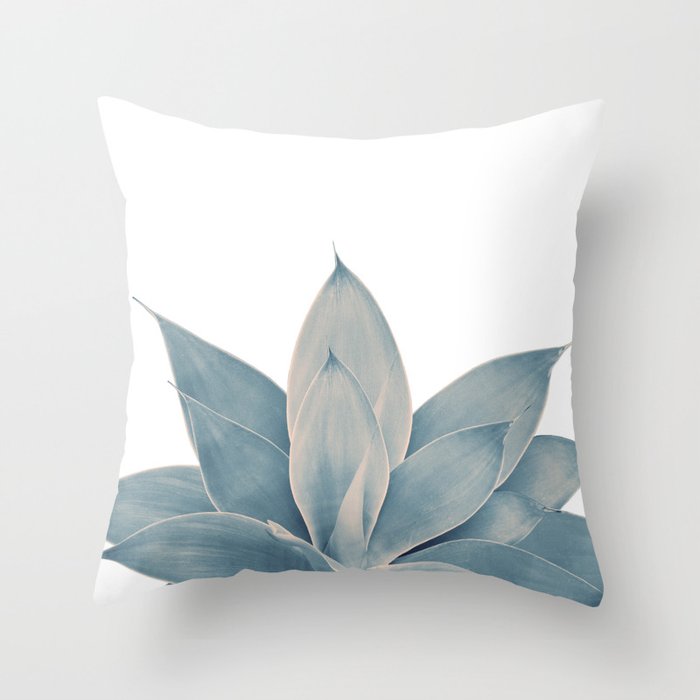 Blush Blue Agave #1 #tropical #decor #art #society6 Throw Pillow
