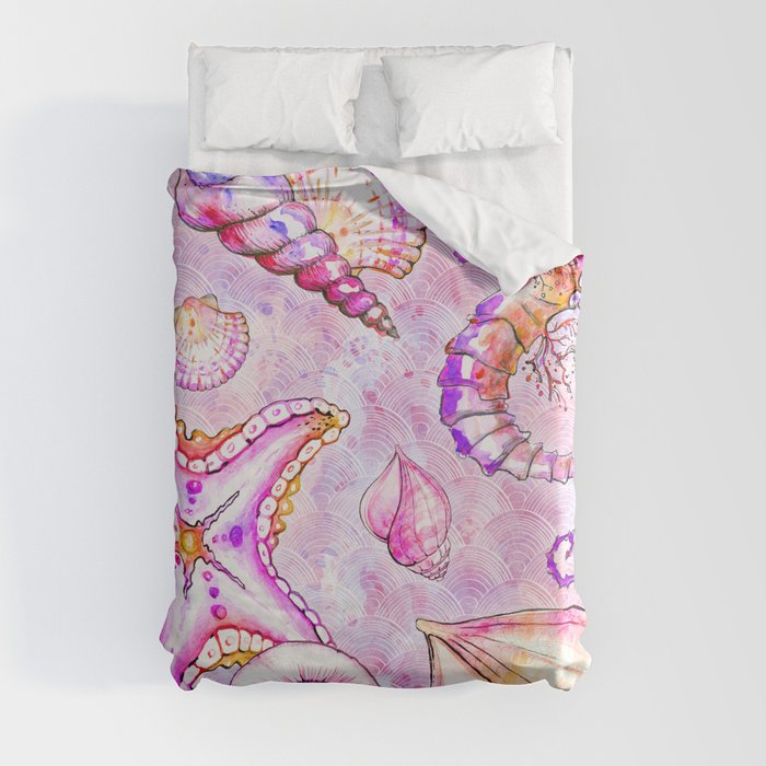 Pink seahorse Duvet Cover