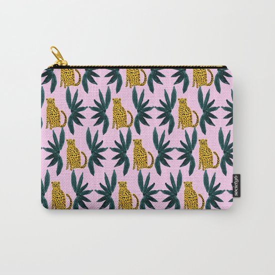 Cheetah and Leaves Carry-All Pouch