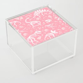 Excavated Dinosaur Fossils in Candy Pink Acrylic Box