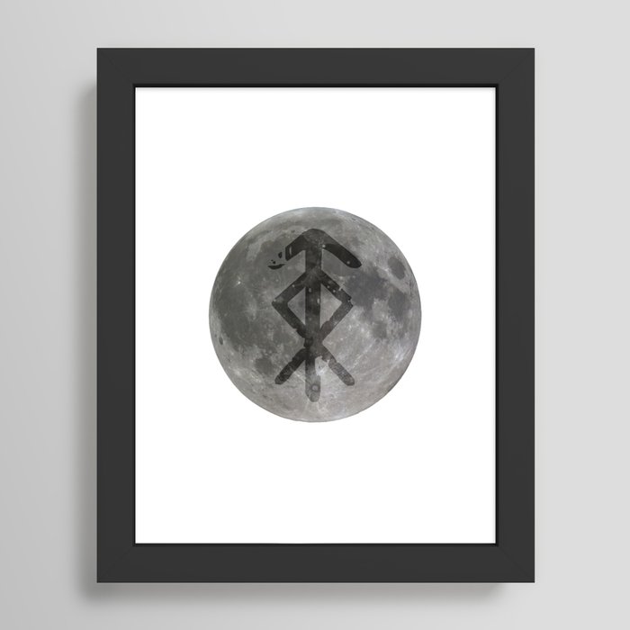 Viking bind rune 'Protection' on moon. Framed Art Print