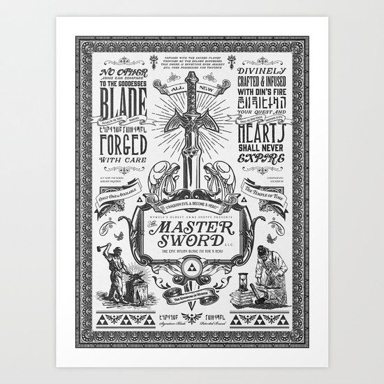 Legend of Zelda Vintage Master Sword Advertisement Art Print