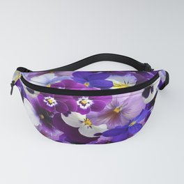Purple and White Pansies Fanny Pack