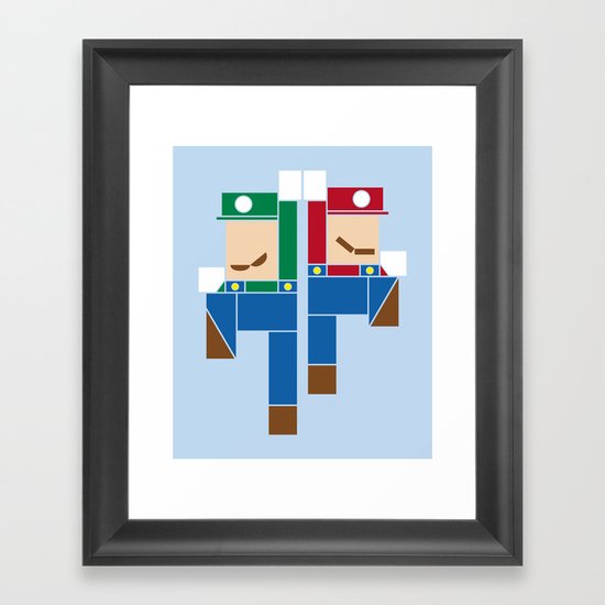 Super Bro High Five Framed Art Print