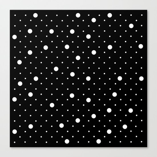 Pin Point Polka Dots White on Black Canvas Print