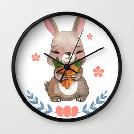 Colorful Bunny Easter Men Womens Kids Gift Wall Clock