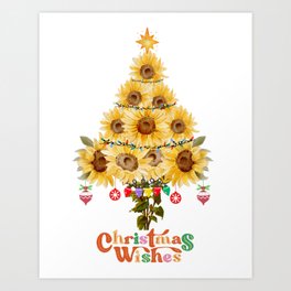 Sunflowers Christmas Tree Art Print