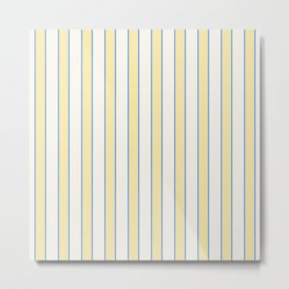 Elegant Yellow And Blue Stripes On Cream Vintage Color Aesthetic Metal Print