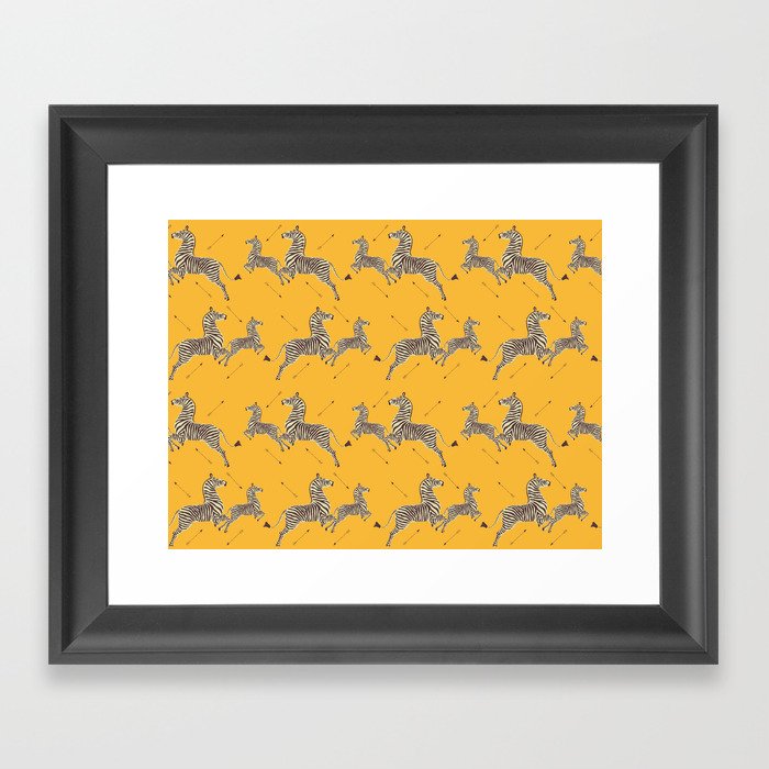 Royal Tenenbaums Zebra Wallpaper - Mustard Yellow Framed Art Print