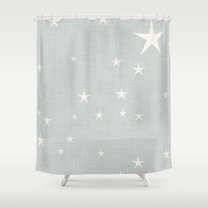 Grey Star With Fabric Texture Narwhal Collection Shower Curtain