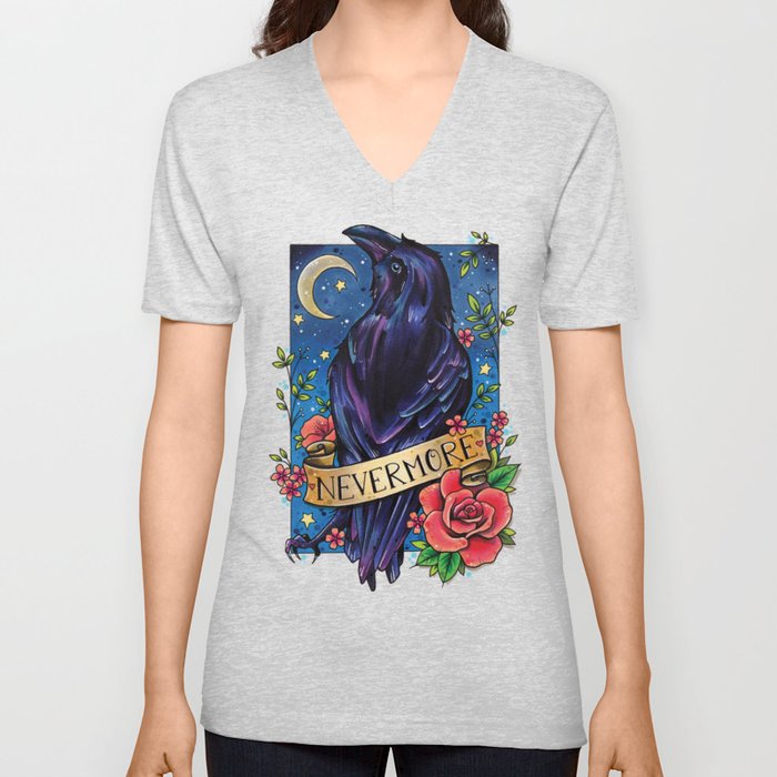 Nevermore Raven V Neck T Shirt