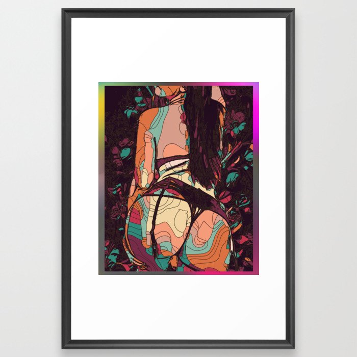 Rear View Beautiful Woman Framed Art Print