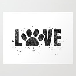 Dog Lover - black and white Art Print