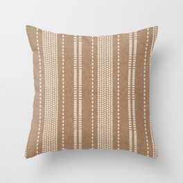 vertical dashed stitch - light brown Throw Pillow