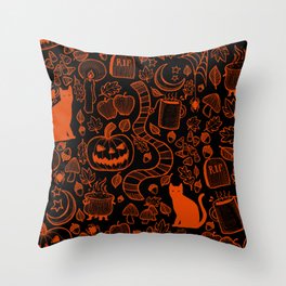 October Pattern- Orange & Black Throw Pillow