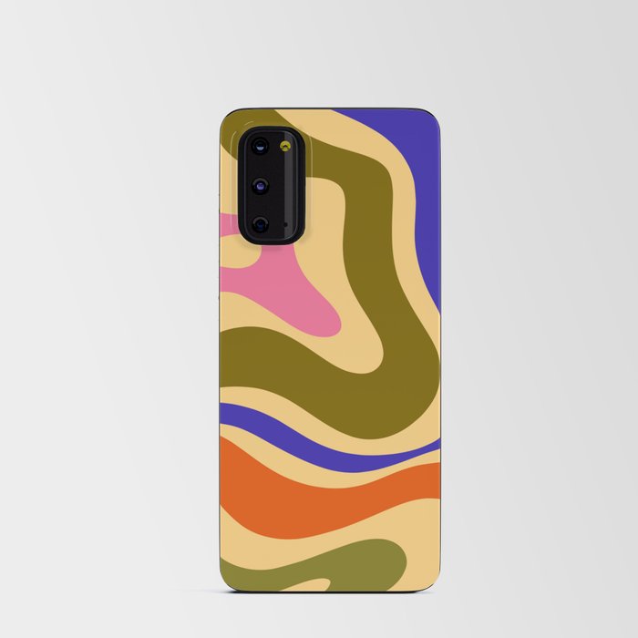Modern Retro Liquid Swirl Abstract Pattern Square Colorful Yellow Olive Blue Pink Orange Android Card Case