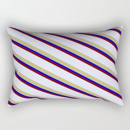 [ Thumbnail: Lavender, Dark Khaki, Blue, Maroon, and Aquamarine Colored Striped/Lined Pattern Rectangular Pillow ]
