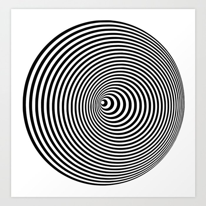 Vortex, optical illusion black and white Art Print