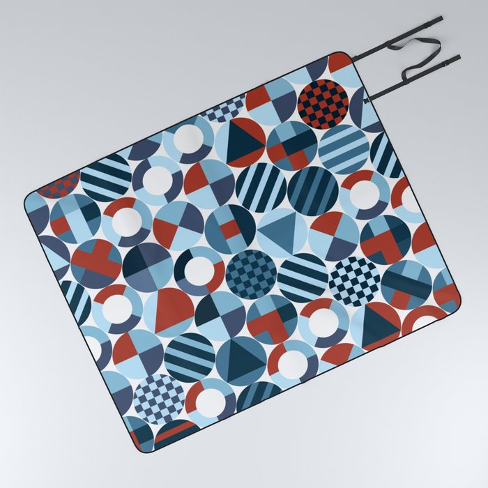 Red and Blue Pattern Picnic Blanket