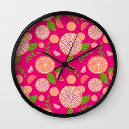 Citrus - Bright Pink Wall Clock