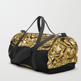 Girly Trend - Black Marble And Gold Metallic Foil  Duffle Bag