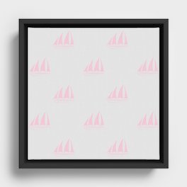 Pink Sailboat Pattern Framed Canvas