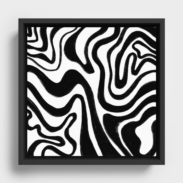 70s 60s Monochrome Swirl Framed Canvas